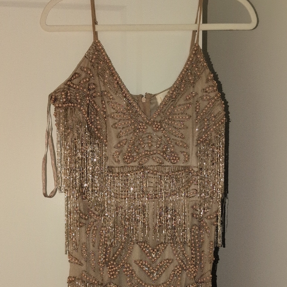 LARA Cream and Gold Babydoll Maxi Dress